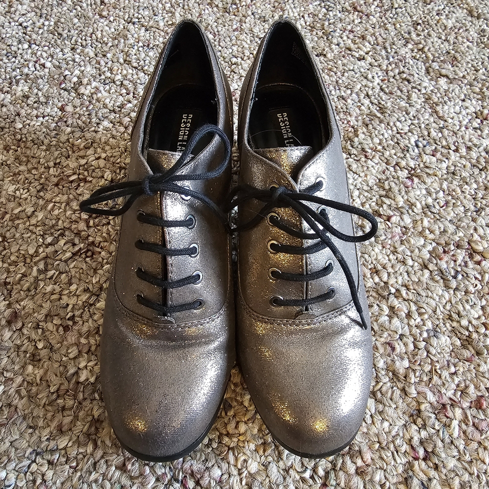Women's Metallic Silver Oxfords